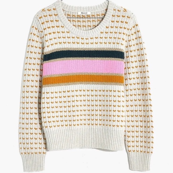 Madewell Barfield Stripe Sweater Merino Alpaca Blend Ski Vibe Stripe Slopes L - Picture 2 of 10